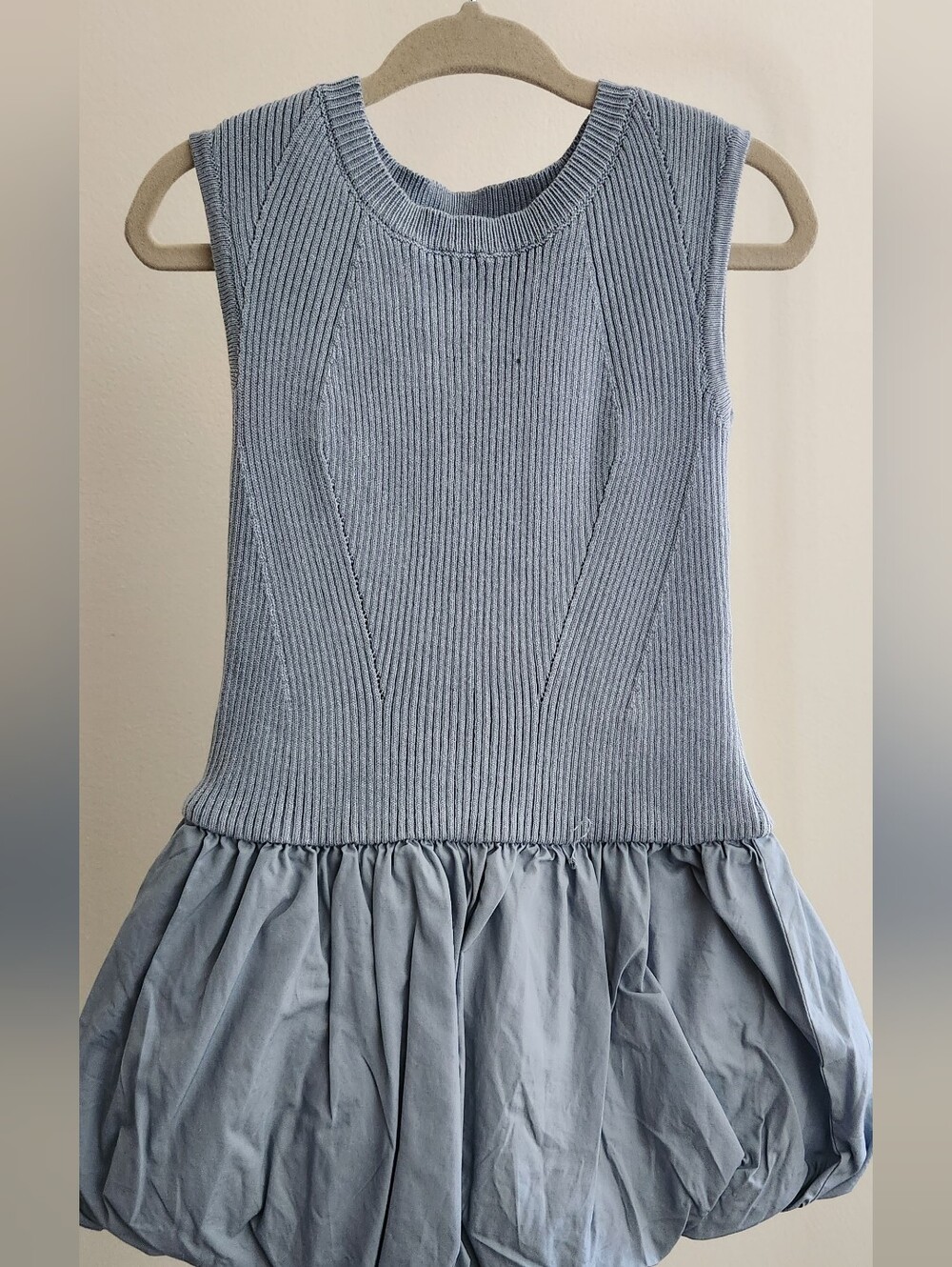 GB girls Sleeveless Knit Bodice Bubble Dress - Light Blue